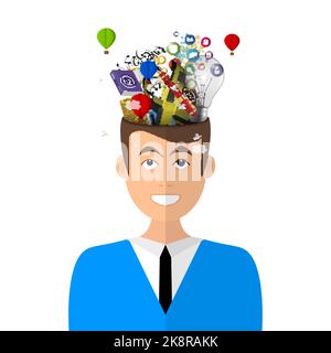 Human brain. Creative mind concept. Genius. Vector illustration Stock Vector