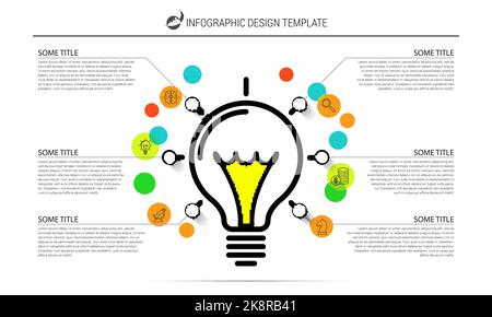 Infographic design template. Creative concept with 6 steps. Can be used for workflow layout, diagram, banner, webdesign. Vector illustration Stock Vector