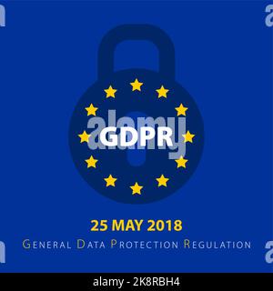 General Data Protection Regulation (GDPR). Padlock symbol. Vector illustration Stock Vector