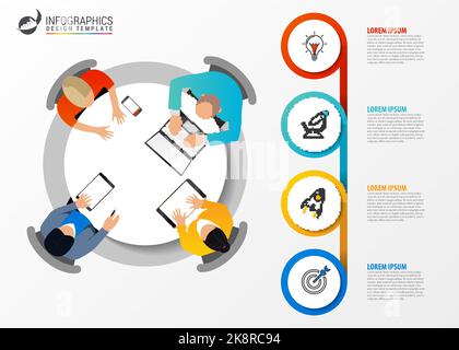 Infographic design template. Business concept with 4 steps. Can be used for workflow layout, diagram, banner, webdesign. Vector illustration Stock Vector