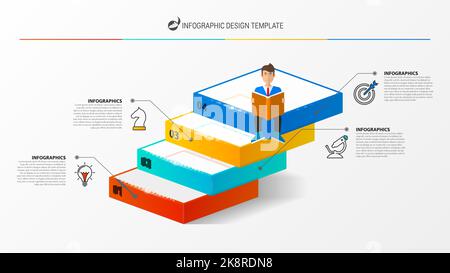 Infographic design template. Creative concept with 4 steps. Can be used for workflow layout, diagram, banner, webdesign. Vector illustration Stock Vector