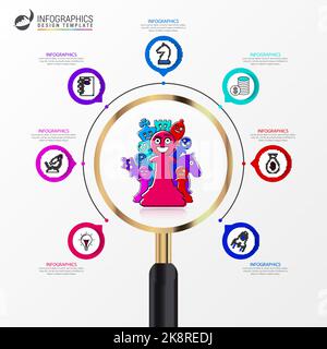 Infographic design template. Creative concept with 7 steps. Can be used for workflow layout, diagram, banner, webdesign. Vector illustration Stock Vector