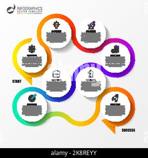 Infographic design template. Creative concept with 8 steps. Can be used for workflow layout, diagram, banner, webdesign. Vector illustration Stock Vector