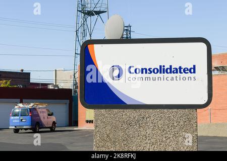 Ellensburg, WA, USA - October 17, 2022; Sign post for Consoldated Communications at location in Ellensburg Washington Stock Photo