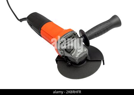 Angle grinder with abrasive disk isolated on a white background Stock Photo