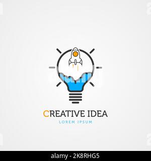 Light bulb symbol with rocket. Creative idea. Vector illustration Stock Vector