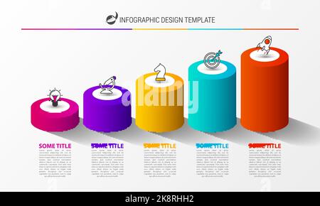 Infographic design template. Creative concept with 5 steps. Can be used for workflow layout, diagram, banner, webdesign. Vector illustration Stock Vector