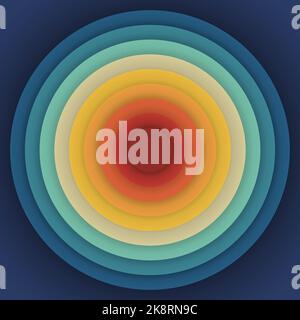 colorful abstract circular 70s retro style background, vector illustration Stock Vector