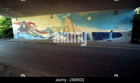 Oslo 19900807. Rolling Stones-Memorial, Ole Hauki's work of art in the