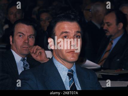 Oslo April 21, 1975. The Labor Party's national meeting. Here Reiulf Steen, behind t.v. See Reidar Hirsti. Photo: NTB / NTB Stock Photo