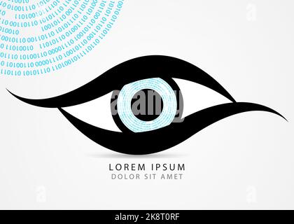 Future technology. Binary eye. Cyber security concept. Vector illustration Stock Vector