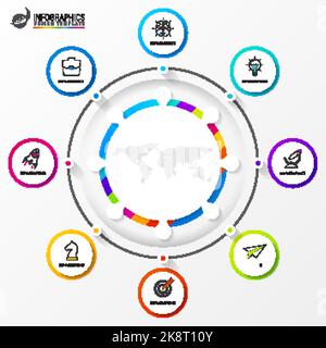 Infographic design template. Creative concept with 8 steps. Can be used for workflow layout, diagram, banner, webdesign. Vector illustration Stock Vector