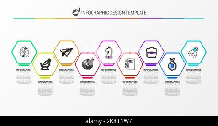 Infographic design template. Creative concept with 9 steps. Can be used for workflow layout, diagram, banner, webdesign. Vector illustration Stock Vector