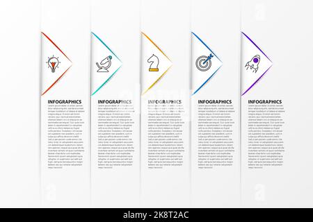 Infographic design template. Creative concept with 5 steps. Can be used for workflow layout, diagram, banner, webdesign. Vector illustration Stock Vector