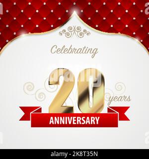 20 year anniversary celebration. Golden style. Vector illustration Stock Vector