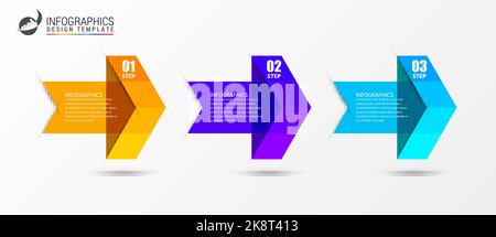 Infographic design template. Creative concept with 3 arrows. Can be used for workflow layout, diagram, banner, webdesign. Vector illustration Stock Vector