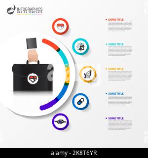 Infographic design template. Creative concept with 5 steps. Can be used for workflow layout, diagram, banner, webdesign. Vector illustration Stock Vector