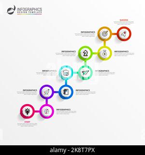 Infographic design template. Timeline concept with 10 steps. Can be used for workflow layout, diagram, banner, webdesign. Vector illustration Stock Vector