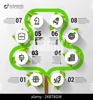 Infographic design template. Creative concept with 8 steps. Can be used for workflow layout, diagram, banner, webdesign. Vector illustration Stock Vector