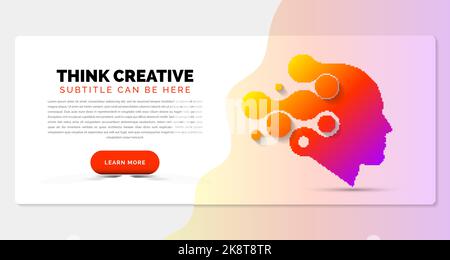 Creative thinking concept. Banner template in modern style. Vector illustration Stock Vector