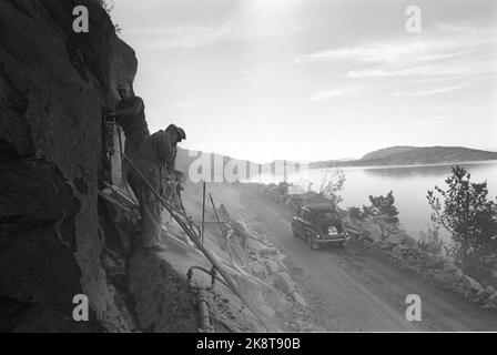 Husnes 19641003. The aluminum plant at Husnes is being built. The excavators change the landscape from day to day. The old national road went straight through the factory area and therefore had to be changed. Photo: Sverre A. Børretzen Current / NTB Stock Photo