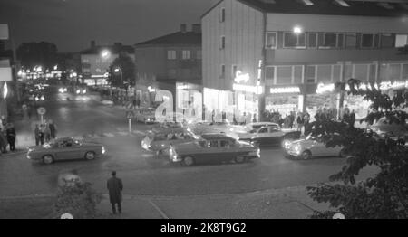 Karlskoga, August 1963, Sweden. 30 - 40,000 young people, including some raggers, take Karlskoga to look at cannon race (car race). Police are meeting strong to keep calm in the city. Here from Karlskoga where it 'cruises' around the evening. Photo: Ivar Aaserud / Current / NTB Stock Photo
