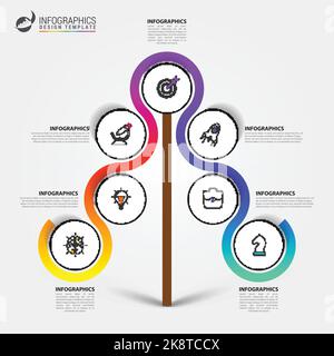 Infographic design template. Creative concept with 7 steps. Can be used for workflow layout, diagram, banner, webdesign. Vector illustration Stock Vector