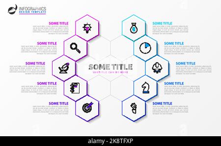 Infographic design template. Creative concept with 10 steps. Can be used for workflow layout, diagram, banner, webdesign. Vector illustration Stock Vector