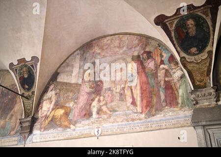 Cloister of the Vows Painting Basilica della Santissima Annunziata (Basilica of the Most Holy Annunciation) Florence Italy Stock Photo