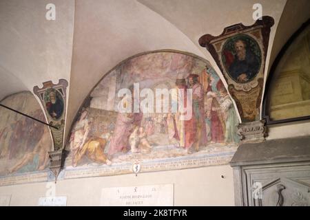 Cloister of the Vows Painting Basilica della Santissima Annunziata (Basilica of the Most Holy Annunciation) Florence Italy Stock Photo