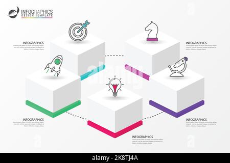 Infographic design template. Creative concept with 5 steps. Can be used for workflow layout, diagram, banner, webdesign. Vector illustration Stock Vector