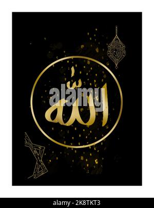 Digital art Golden name of ALLAH Stock Photo