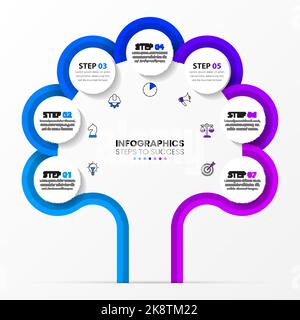 Infographic design template. Creative concept with 7 steps. Can be used for workflow layout, diagram, banner, webdesign. Vector illustration. Stock Vector