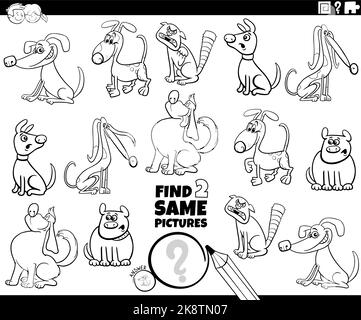 find two same comic dog characters educational game Stock Vector Image ...
