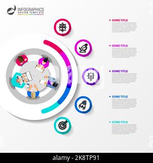 Infographic design template. Creative concept with 5 steps. Can be used for workflow layout, diagram, banner, webdesign. Vector illustration Stock Vector