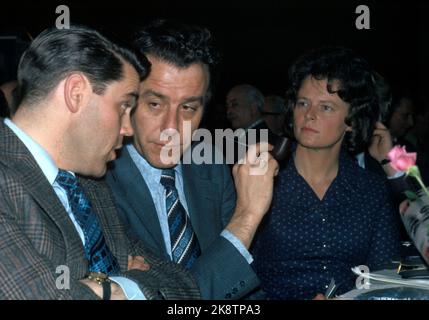 Oslo April 21, 1975. The Labor Party's national meeting. Here from V; Ivar Leveraas, Reiulf Steen and Gro Harlem Brundtland. Photo: NTB / NTB Stock Photo