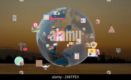 Logistics and technology concept. port view.  Stock Photo