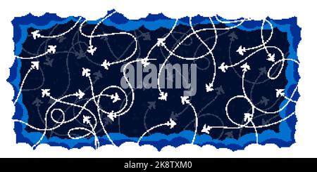 Planes on blue background. Pattern with airplanes. Vector illustration Stock Vector