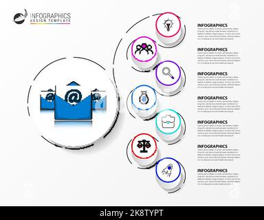 Infographic design template. Creative concept with 7 steps. Can be used for workflow layout, diagram, banner, webdesign. Vector illustration Stock Vector