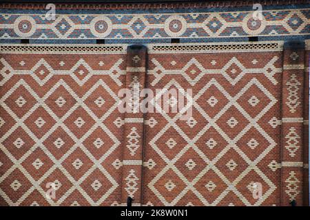 Blind wall with decorative brickwork at the Noordeinde in The Hague, Netherlands, from around 1890 Stock Photo