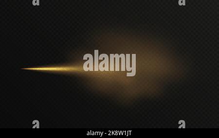 Golden spray mist with glitter particles, fashion shimmer freshener with haze. Stock Vector