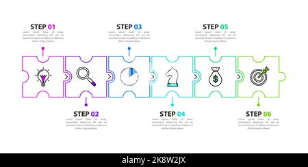 Infographic design template. Creative concept with 6 steps. Can be used for workflow layout, diagram, banner, webdesign. Vector illustration Stock Vector