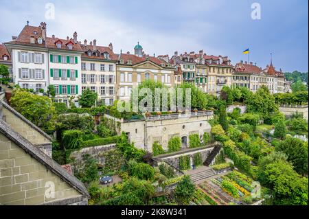 View over the old town of Bern and river Aar, capital of Switzerland Stock Photo