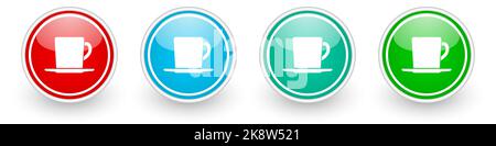 Drink, cup of coffee vector icons, colorful glossy buttons on white Stock Vector