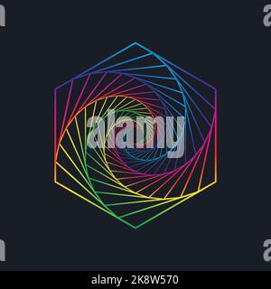 Hexagon spiral vortex design artwork. Editable, resizable, EPS 10, vector illustration. Stock Vector