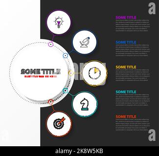 Progress circular dot infographic chart design template for dark theme ...