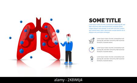 Covid-19. Coronavirus in infected lungs. Vector Illustration. Stock Vector