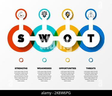 SWOT Analysis. Infographic with four steps. Vector illustration Stock Vector