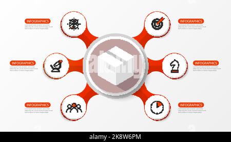 Infographic design template. Creative concept with 6 steps. Can be used for workflow layout, diagram, banner, webdesign. Vector illustration Stock Vector