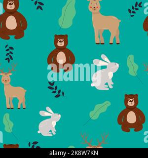 seamless pattern with coloring tropical animals - vector illustration, eps Stock Vector